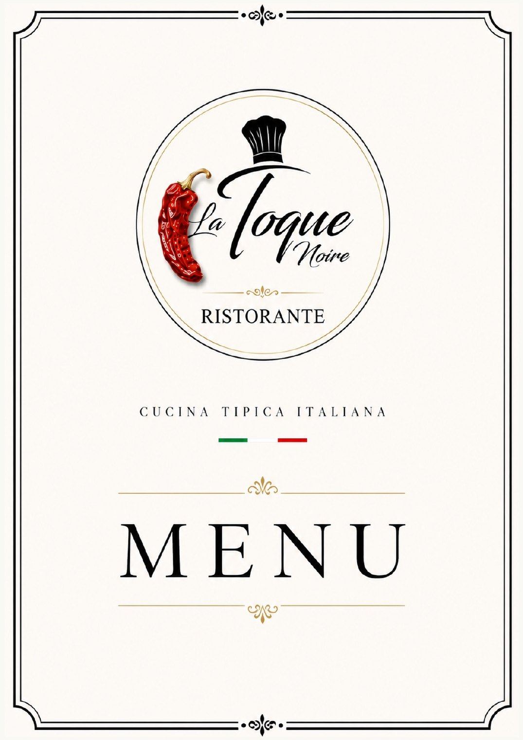 Couverture du menu La Toque Noire Ristorante