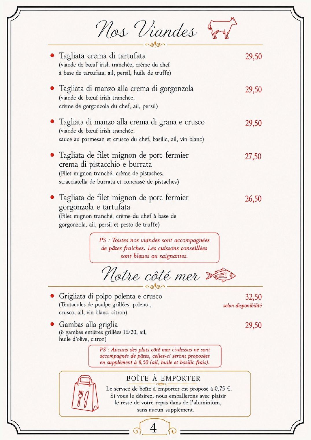 Viandes et côté mer